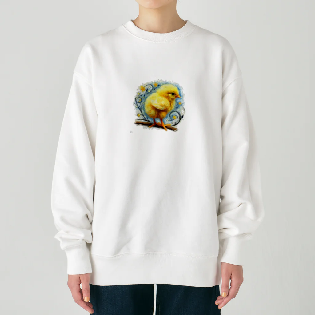 yukikinoの星とかわいいひよこちゃん Heavyweight Crew Neck Sweatshirt