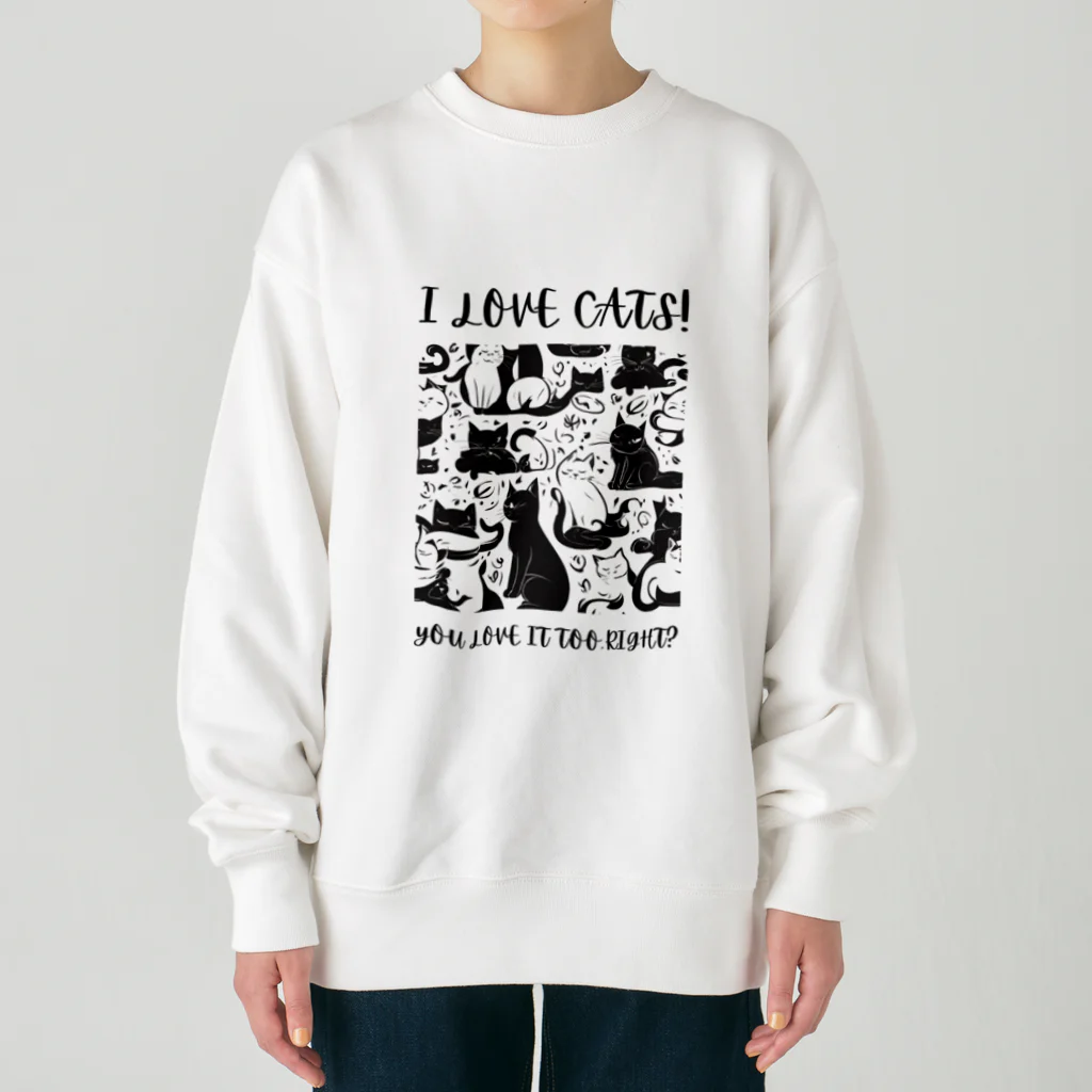 kazu_gの私は猫が好き!（淡色用） Heavyweight Crew Neck Sweatshirt