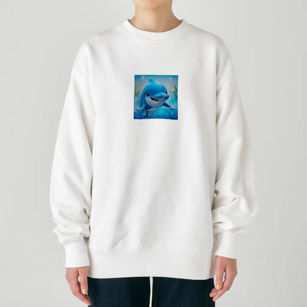 シンプルライフの可愛らしいイルカくん Heavyweight Crew Neck Sweatshirt