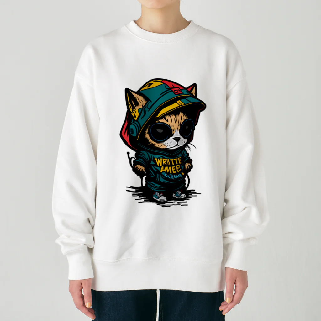 めんぼうさんやのちびネコ Heavyweight Crew Neck Sweatshirt