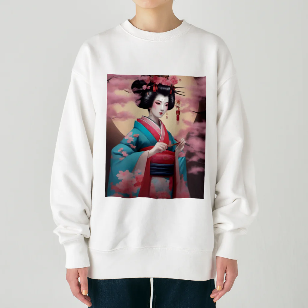 wawomotsuのJapanese Courtesan Bloom Tee ”Geisha” Heavyweight Crew Neck Sweatshirt