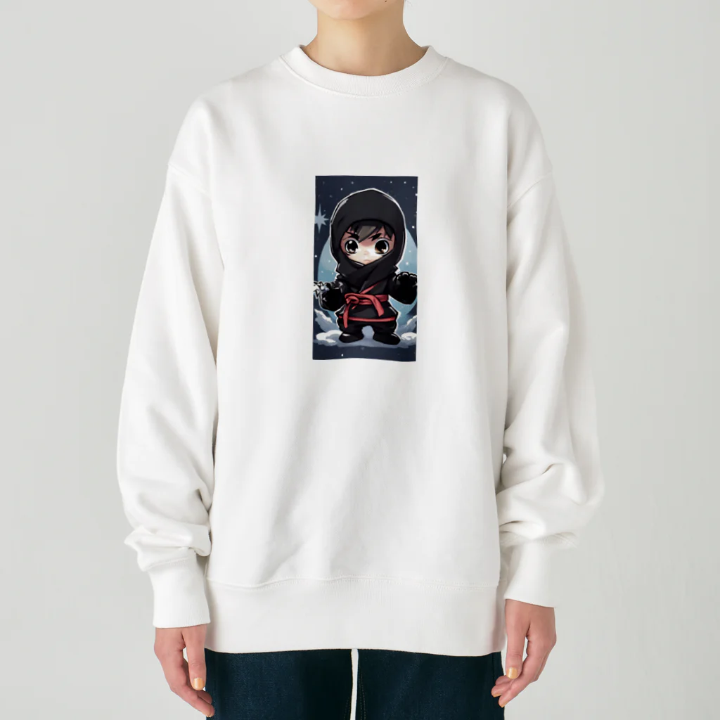 ニンニン忍者パンのとっても小さな忍者さんのキュートなイラスト入り Heavyweight Crew Neck Sweatshirt