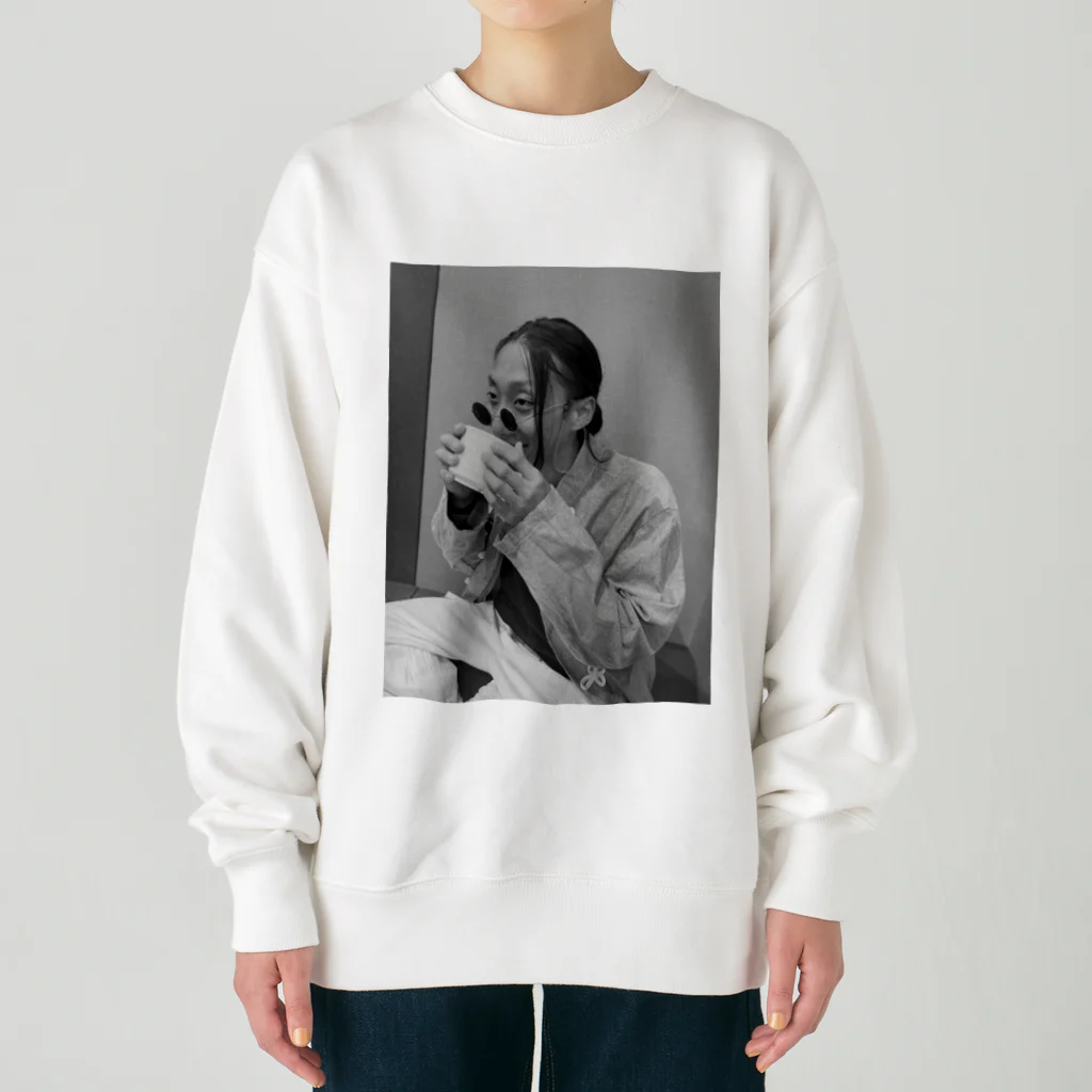 Haworthiaの茶をすする俺白黒 Heavyweight Crew Neck Sweatshirt