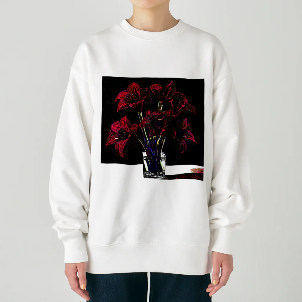 水草のサイケデリックなアマリリス Heavyweight Crew Neck Sweatshirt