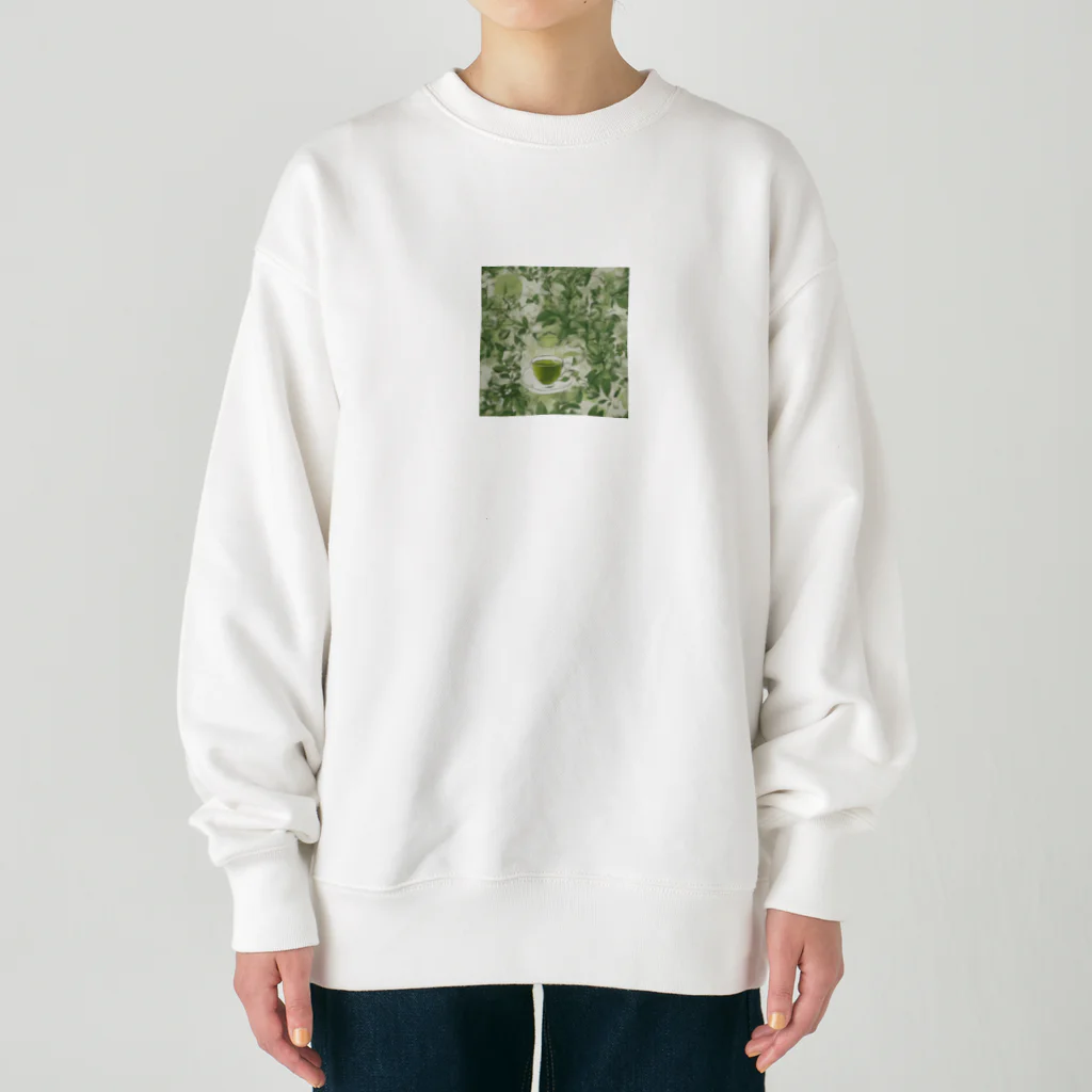 千裕アトリエ（いつもありがとう）のグリーンティーのアート　green tea art Heavyweight Crew Neck Sweatshirt