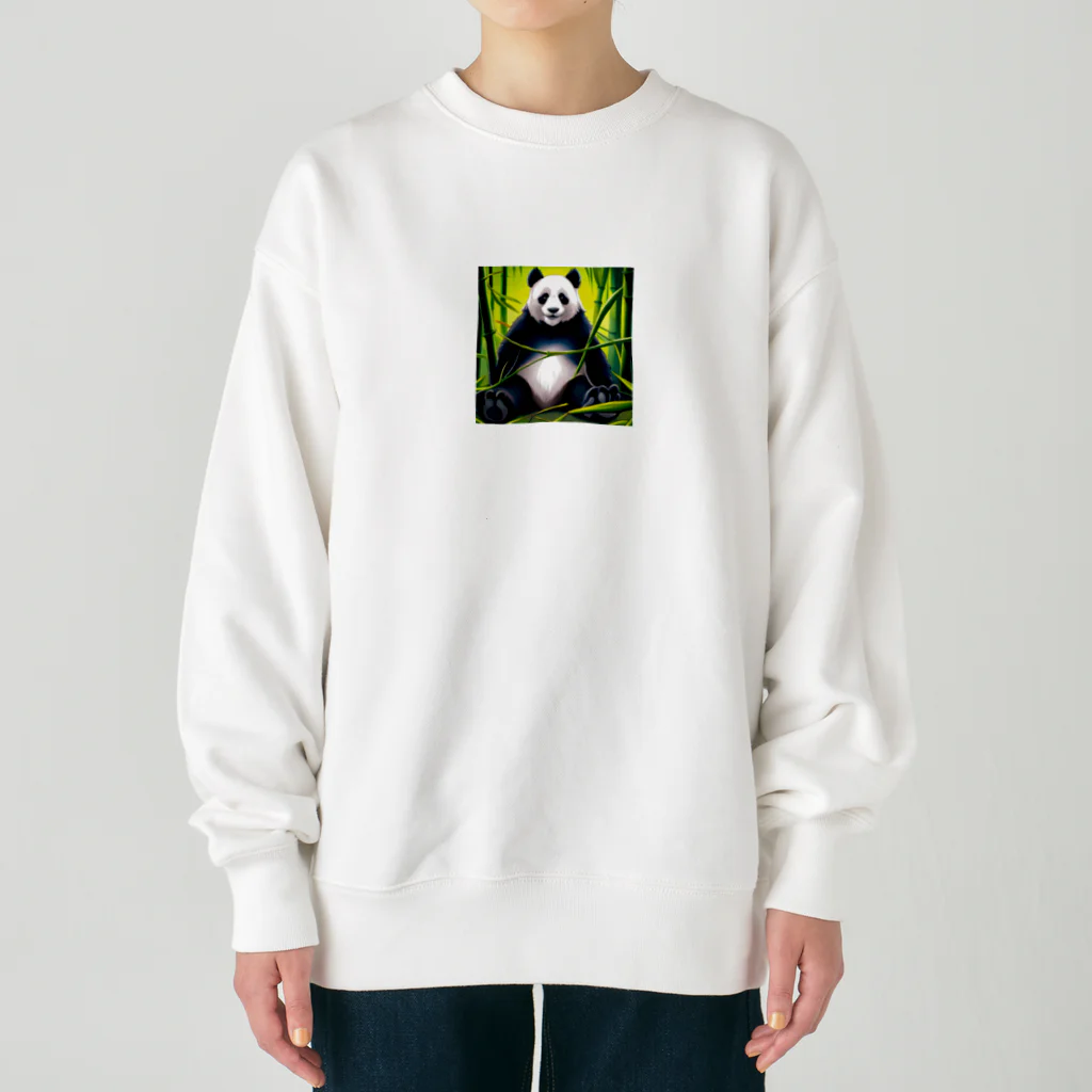 sugimo01の竹やぶで寛いでいるパンダ Heavyweight Crew Neck Sweatshirt