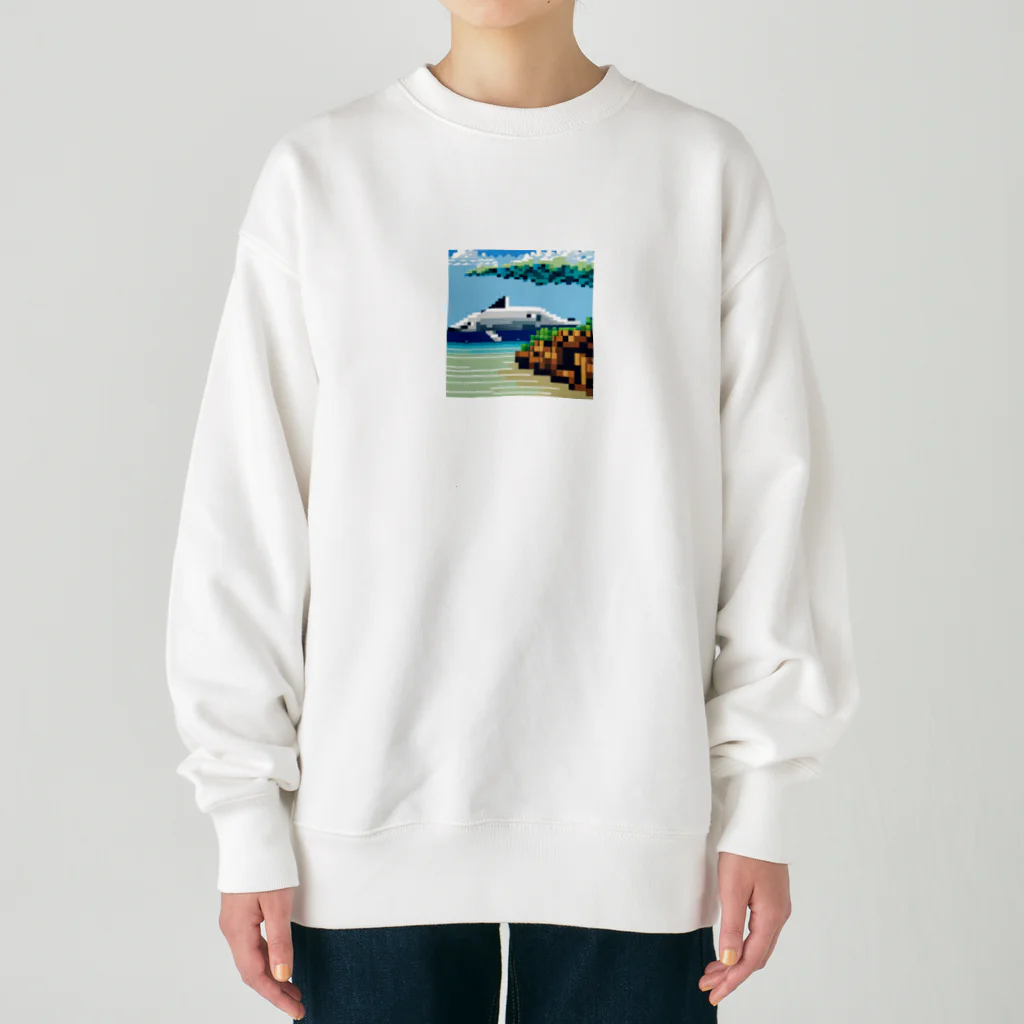 ドット絵あにまるさんの【いるか】ドット絵あにまるさん Heavyweight Crew Neck Sweatshirt