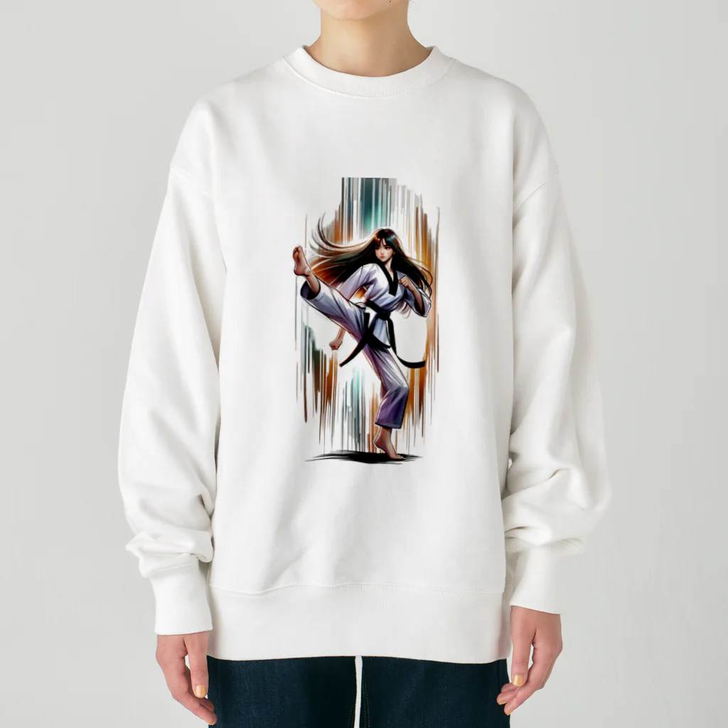 万年素人ショップの黒帯テコンドー女子 Heavyweight Crew Neck Sweatshirt