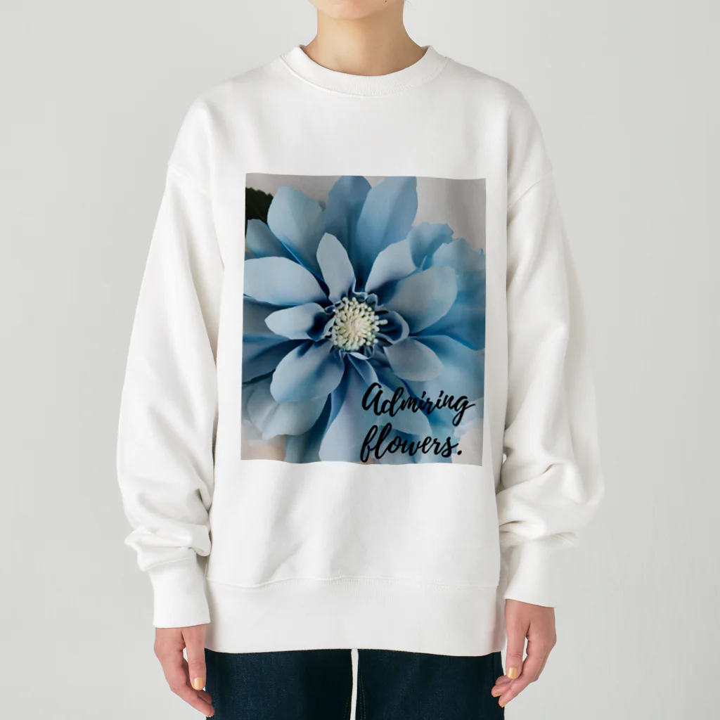 Blue @ Walkerの可愛い花 Heavyweight Crew Neck Sweatshirt