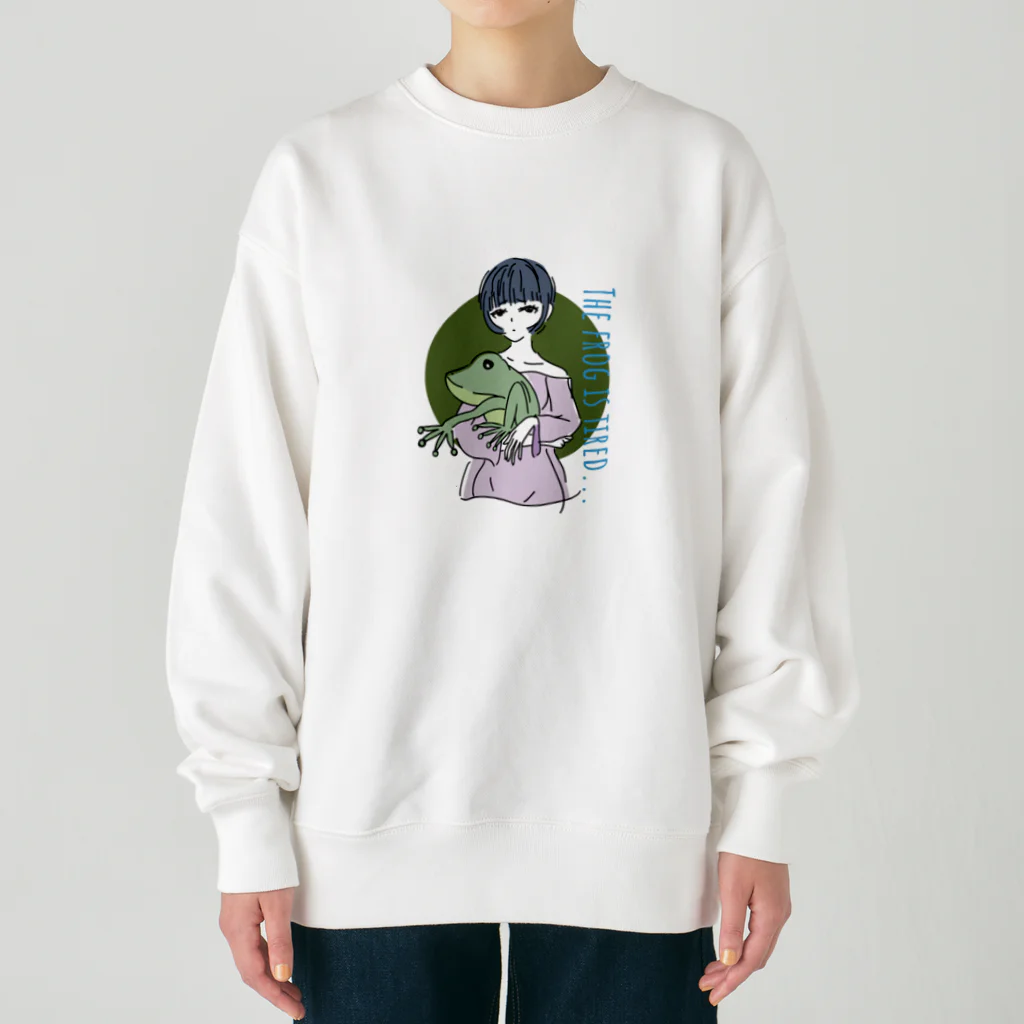 chicodeza by suzuriのカエル好きな女の子 Heavyweight Crew Neck Sweatshirt