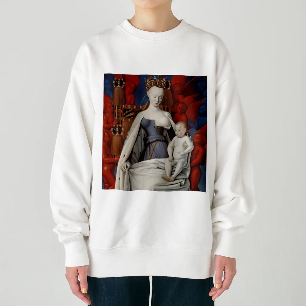 世界美術商店の聖母子と天使たち / Virgin and Child Surrounded by Angels Heavyweight Crew Neck Sweatshirt