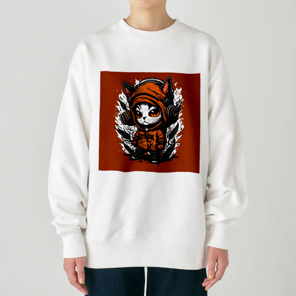 めんぼうさんやのちびネコ Heavyweight Crew Neck Sweatshirt