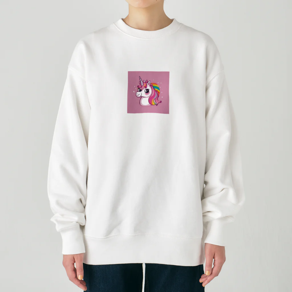 unicorn_dreamsの夢の国のピンクのユニちゃん Heavyweight Crew Neck Sweatshirt