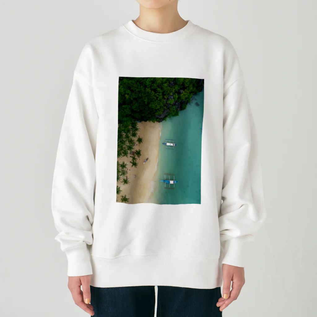 hir00の上空からのビーチ写真 Heavyweight Crew Neck Sweatshirt