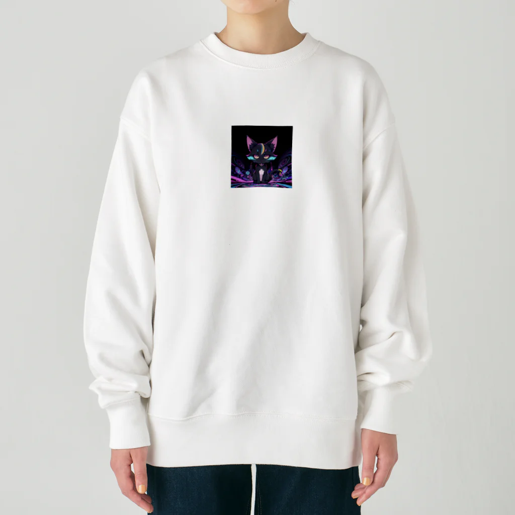 ミネラル太郎のサイケデリックネコ Heavyweight Crew Neck Sweatshirt