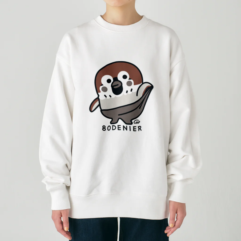 イラスト MONYAAT の履いてる？ 80DENIER タイツを履いたスズメ　大きめ Heavyweight Crew Neck Sweatshirt