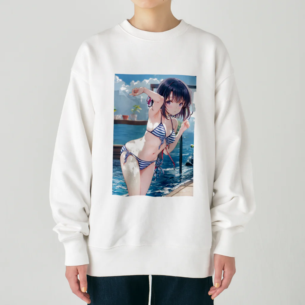 仮想の妖精たち: AI美少女の魅力のデジタル夢幻アートシリーズ Heavyweight Crew Neck Sweatshirt