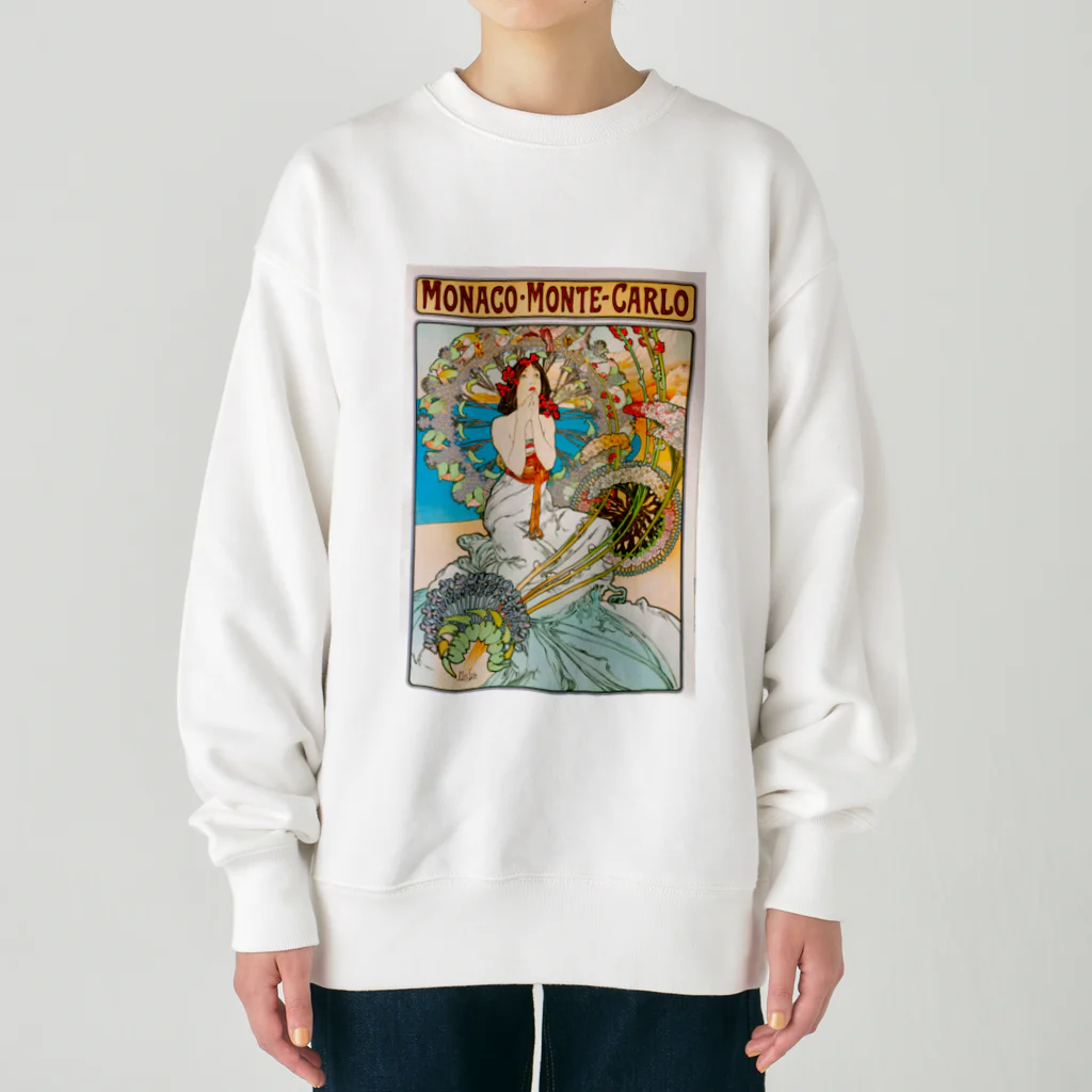 かえる商店のモナコ＝モンテカルロ by Alfons Mucha Heavyweight Crew Neck Sweatshirt