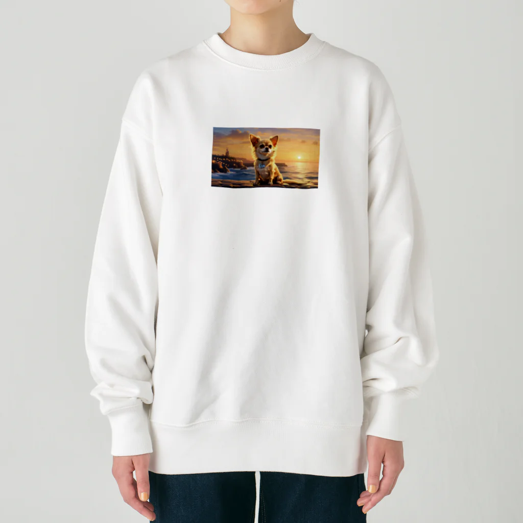 Welina_S-Artのサンセットチワワ Heavyweight Crew Neck Sweatshirt