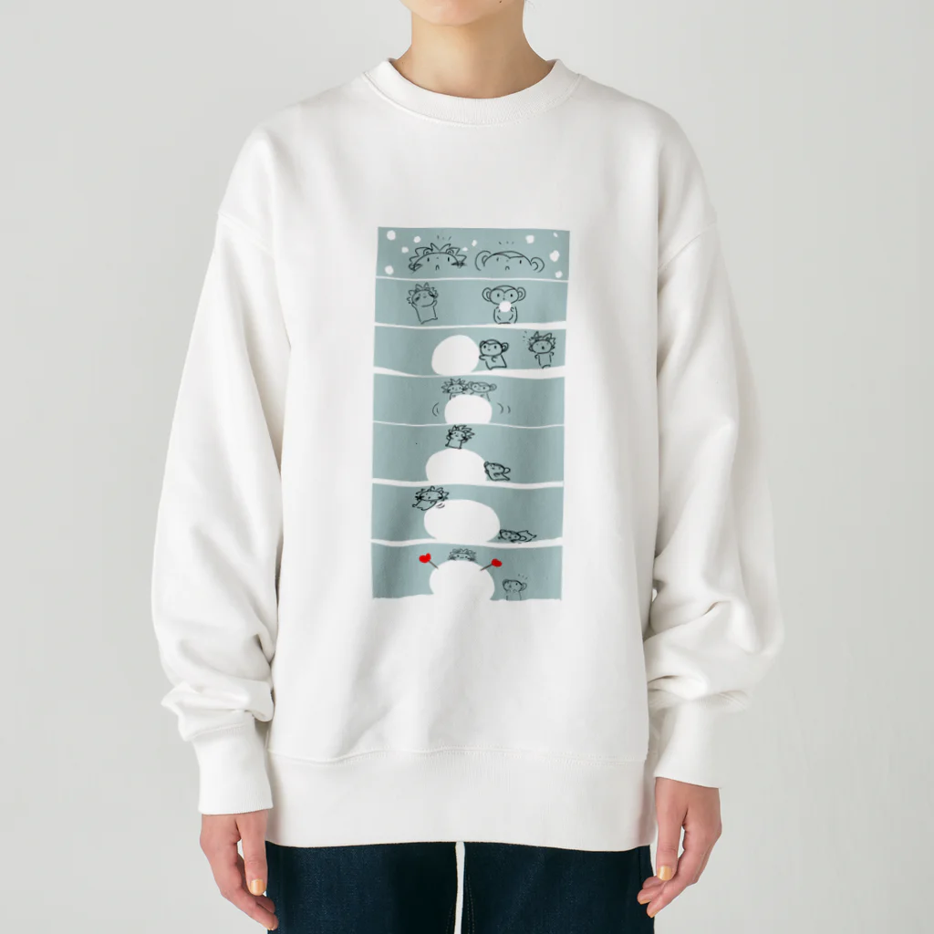 夏中夜話のししこともんきちとゆき Heavyweight Crew Neck Sweatshirt