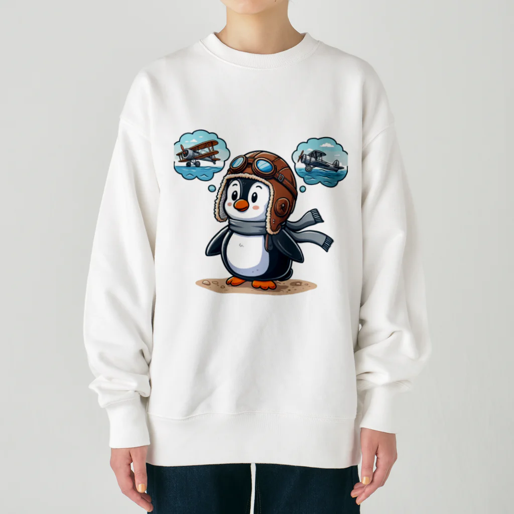 JUN-yの空を飛びたいペンギン Heavyweight Crew Neck Sweatshirt