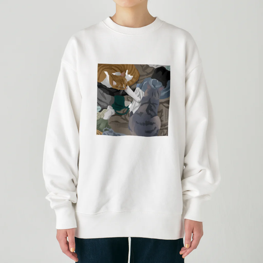 渡邊野乃香のお店の洗濯物と猫 Heavyweight Crew Neck Sweatshirt