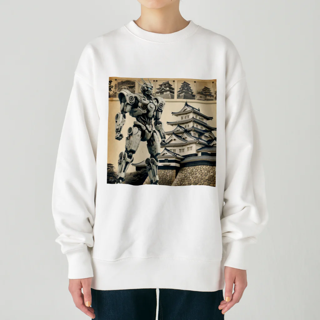 こまイヌ屋たちの彦根城ロボ Heavyweight Crew Neck Sweatshirt