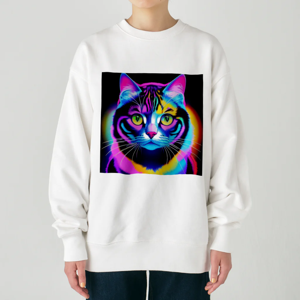 629_CAT_ARTのカラフルサイバーキャット vol2 Heavyweight Crew Neck Sweatshirt