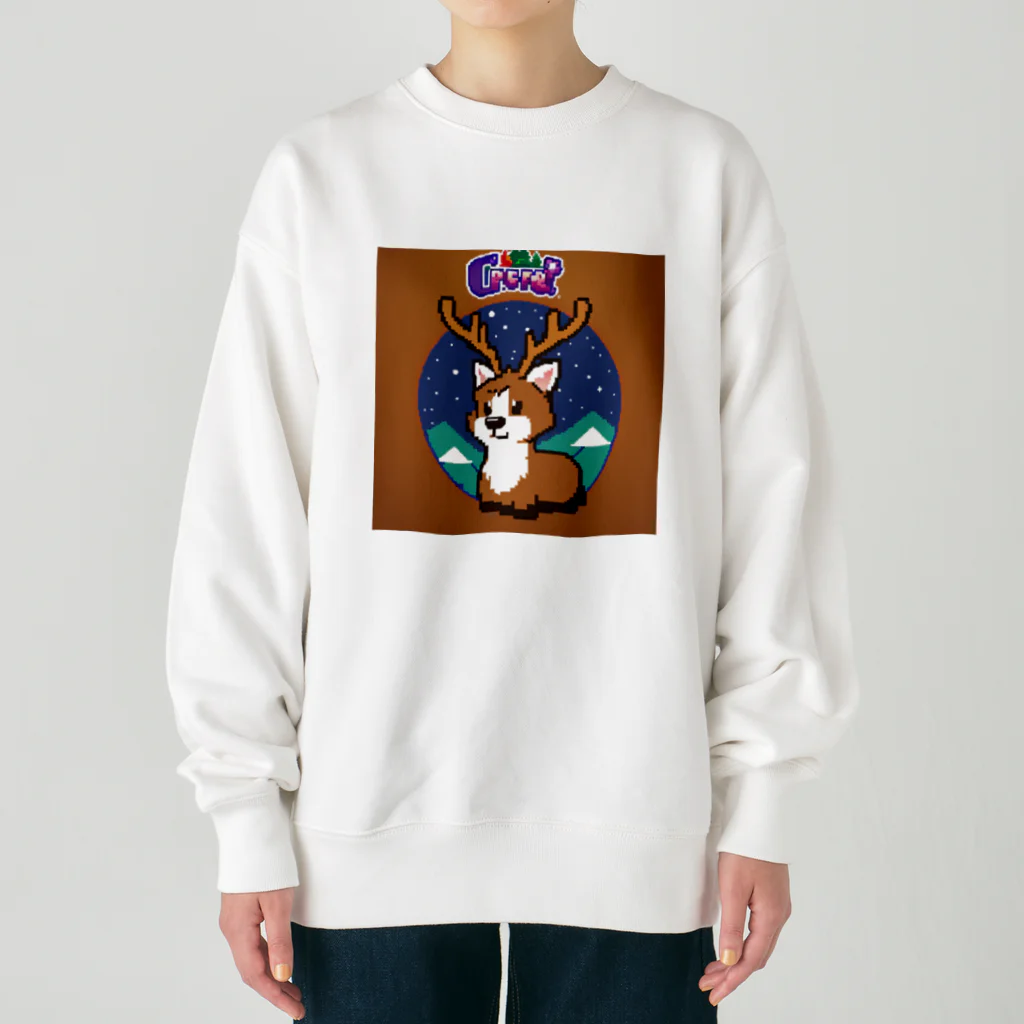 おしゃれなグッズ集のトナカイのドット絵　トナドット Heavyweight Crew Neck Sweatshirt