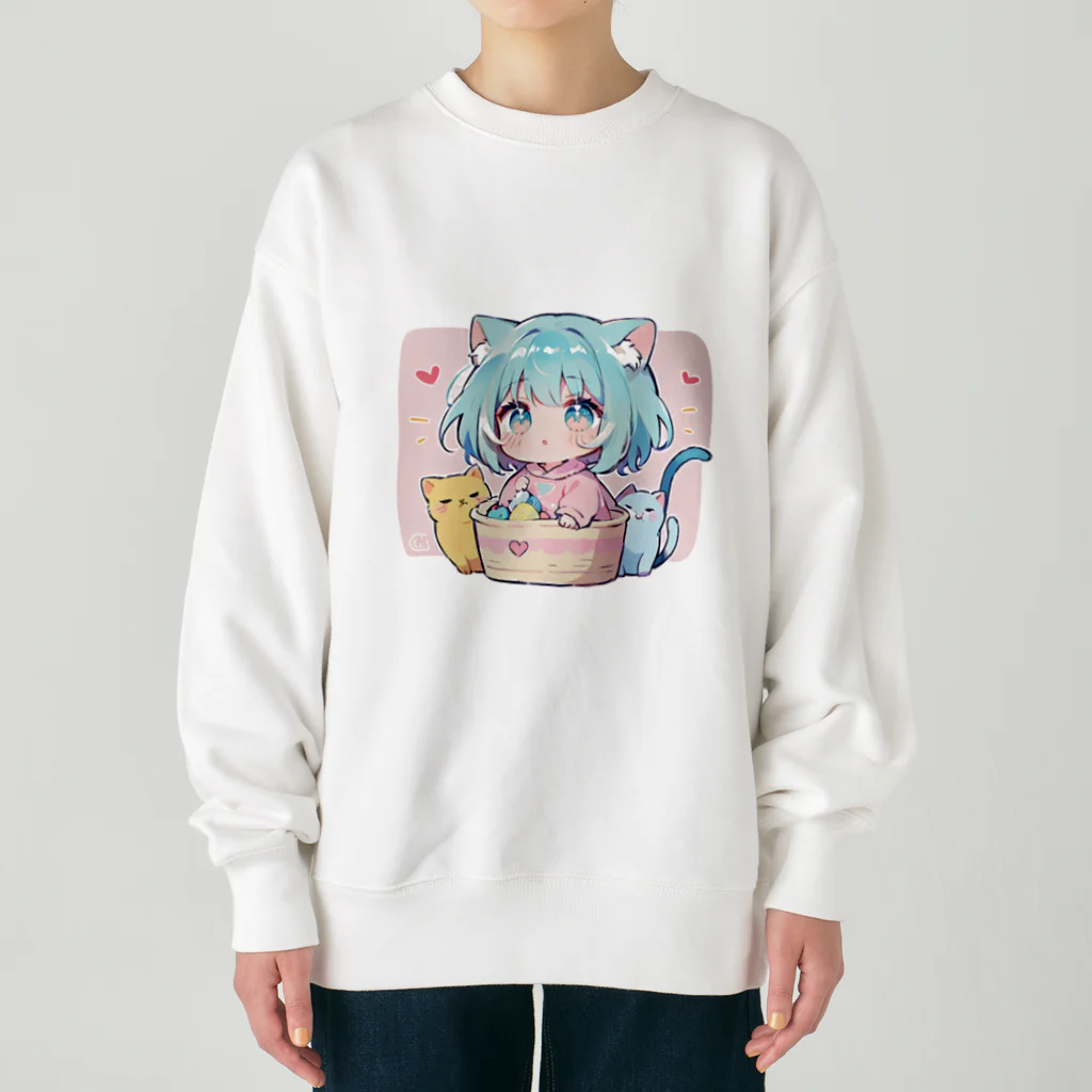 那須モバイル店の可愛いけもっ娘 Heavyweight Crew Neck Sweatshirt