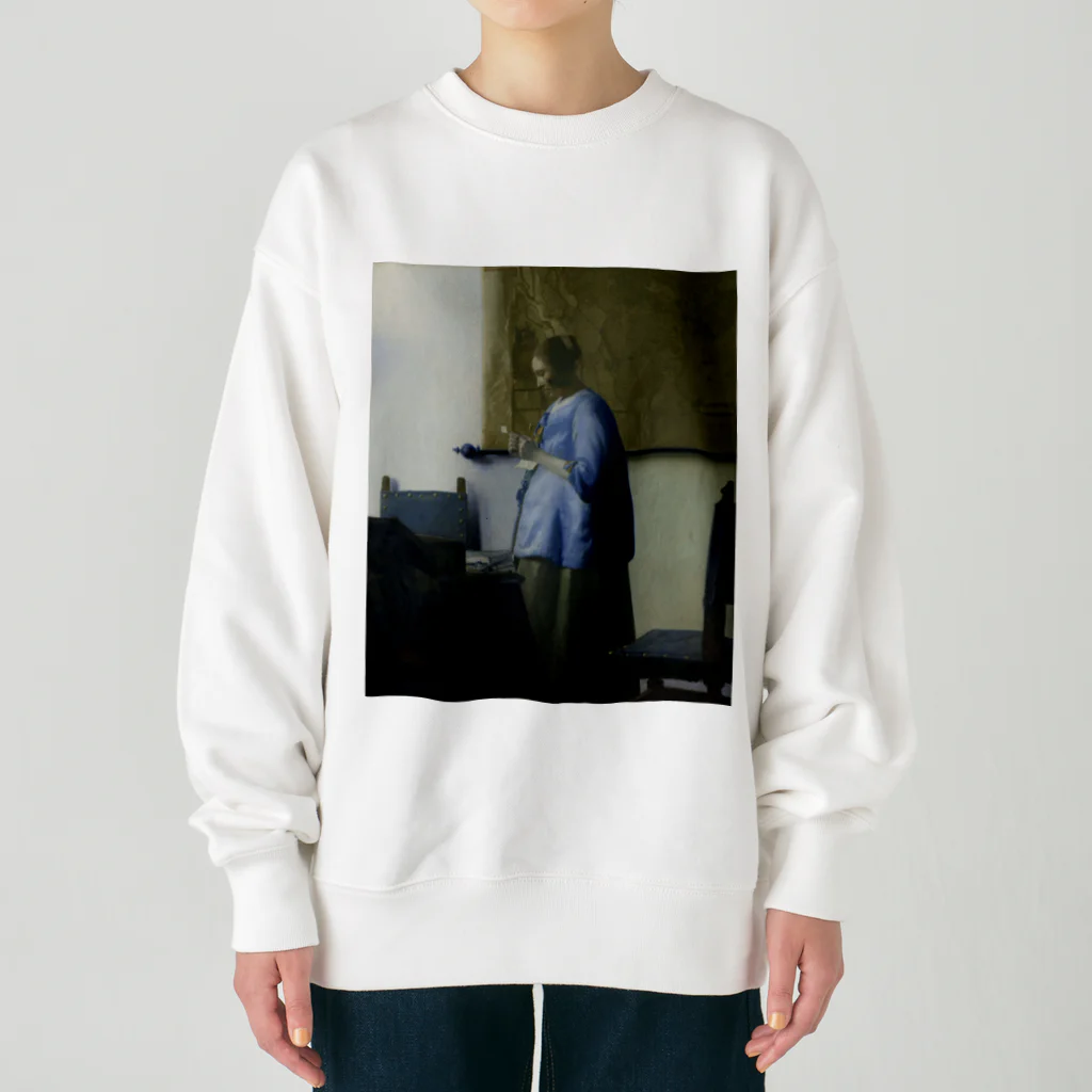 世界美術商店の青衣の女 / Woman Reading a Letter Heavyweight Crew Neck Sweatshirt