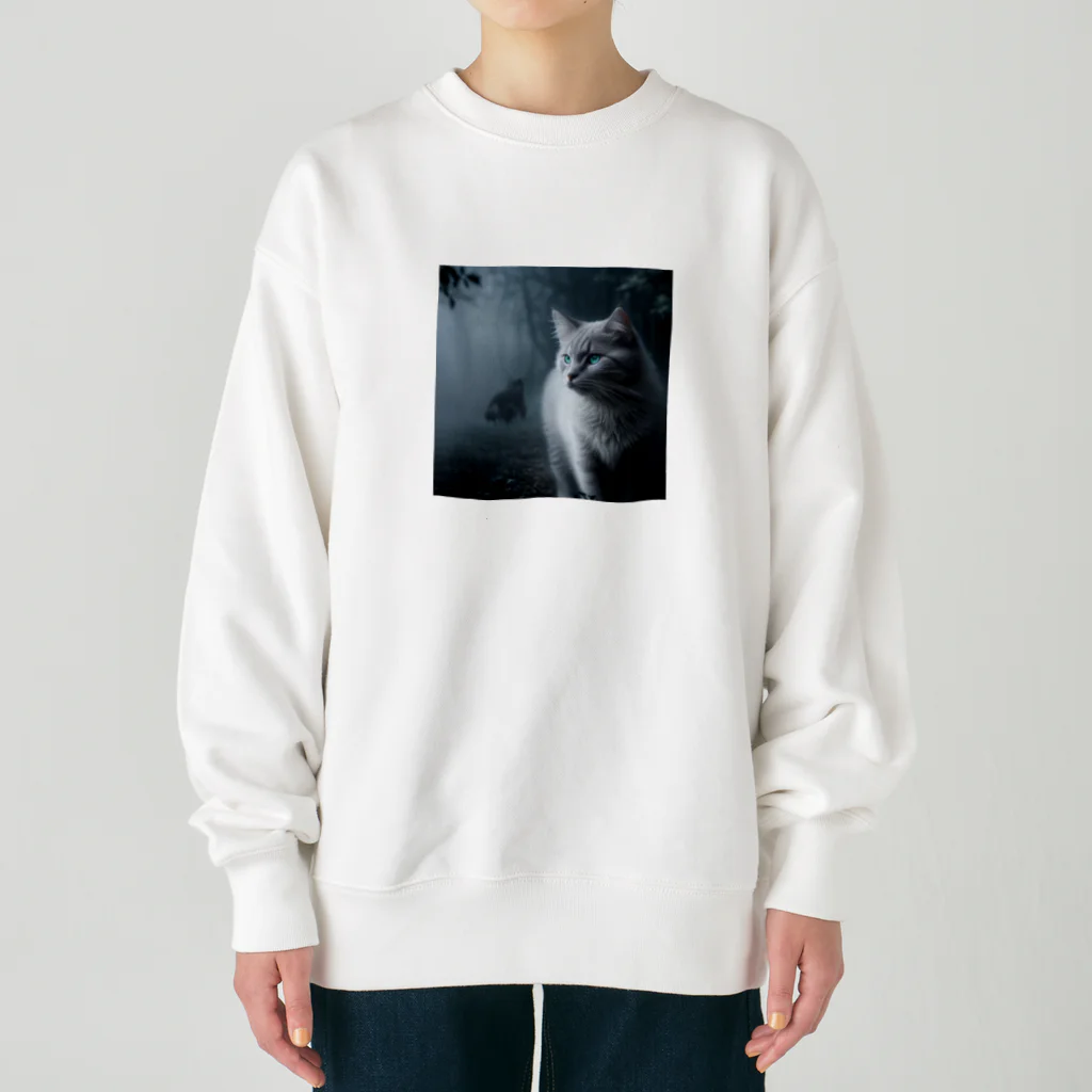 ZZRR12の「境界を見つめる猫の眼差し」 Heavyweight Crew Neck Sweatshirt