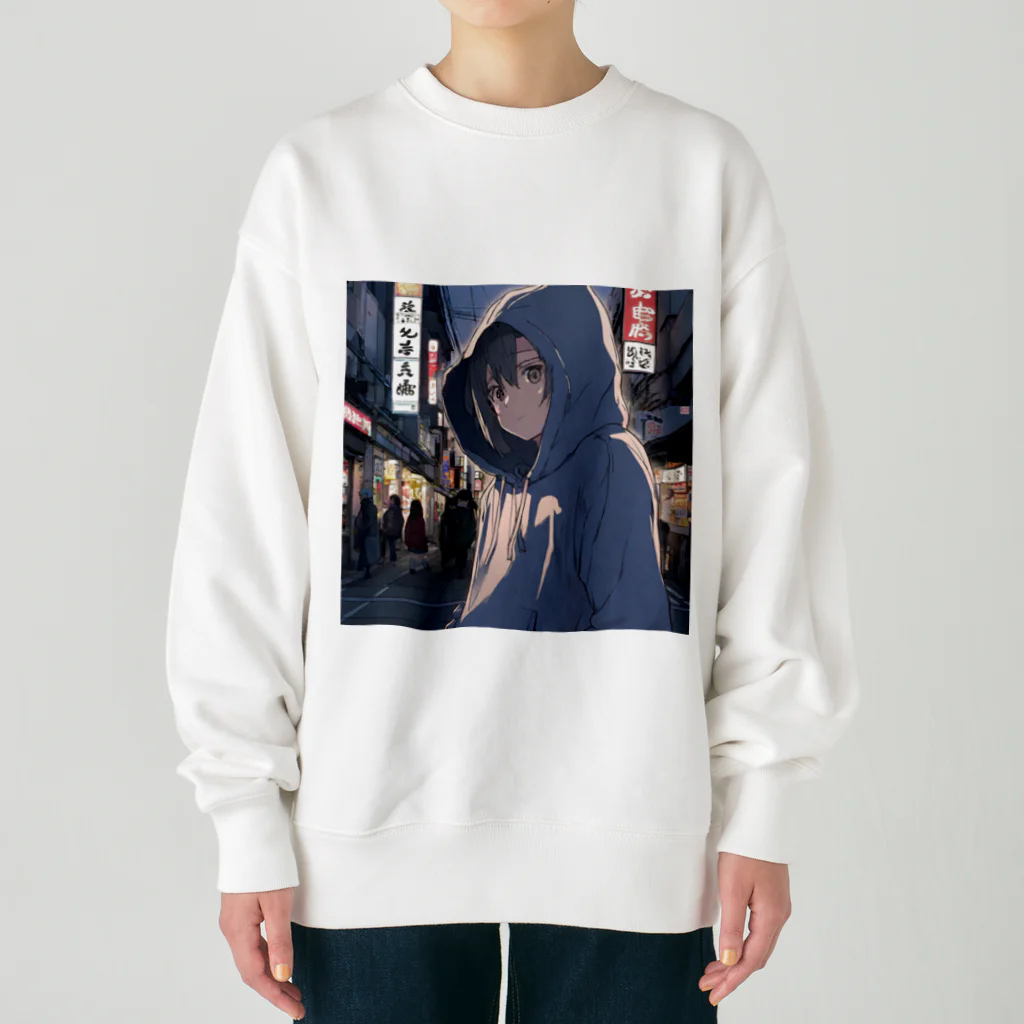 El Sol 85のパーカーフードの少女　池袋編2 Heavyweight Crew Neck Sweatshirt