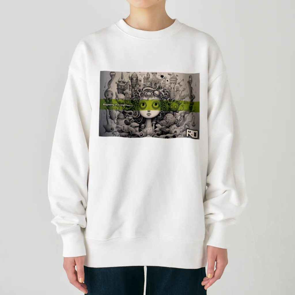 ROのBeginning of a nightmare 2 (Green Line) Heavyweight Crew Neck Sweatshirt