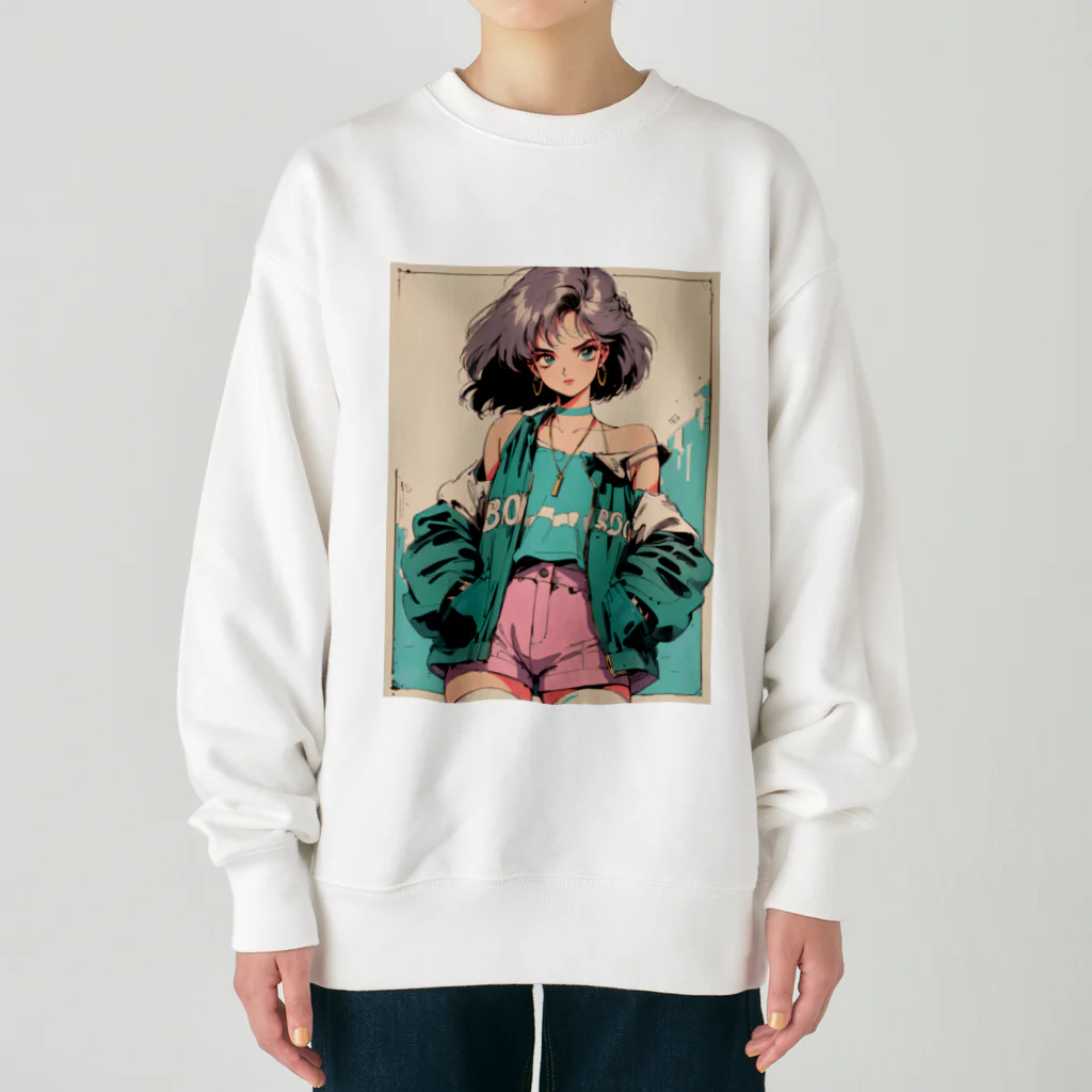 80s pop anime artの信じられないほど理不尽な学生 Heavyweight Crew Neck Sweatshirt