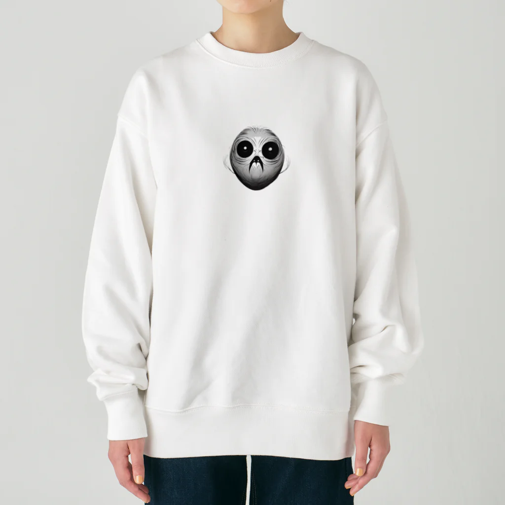 かわいい女の子とシュールな絵のケダマー Heavyweight Crew Neck Sweatshirt