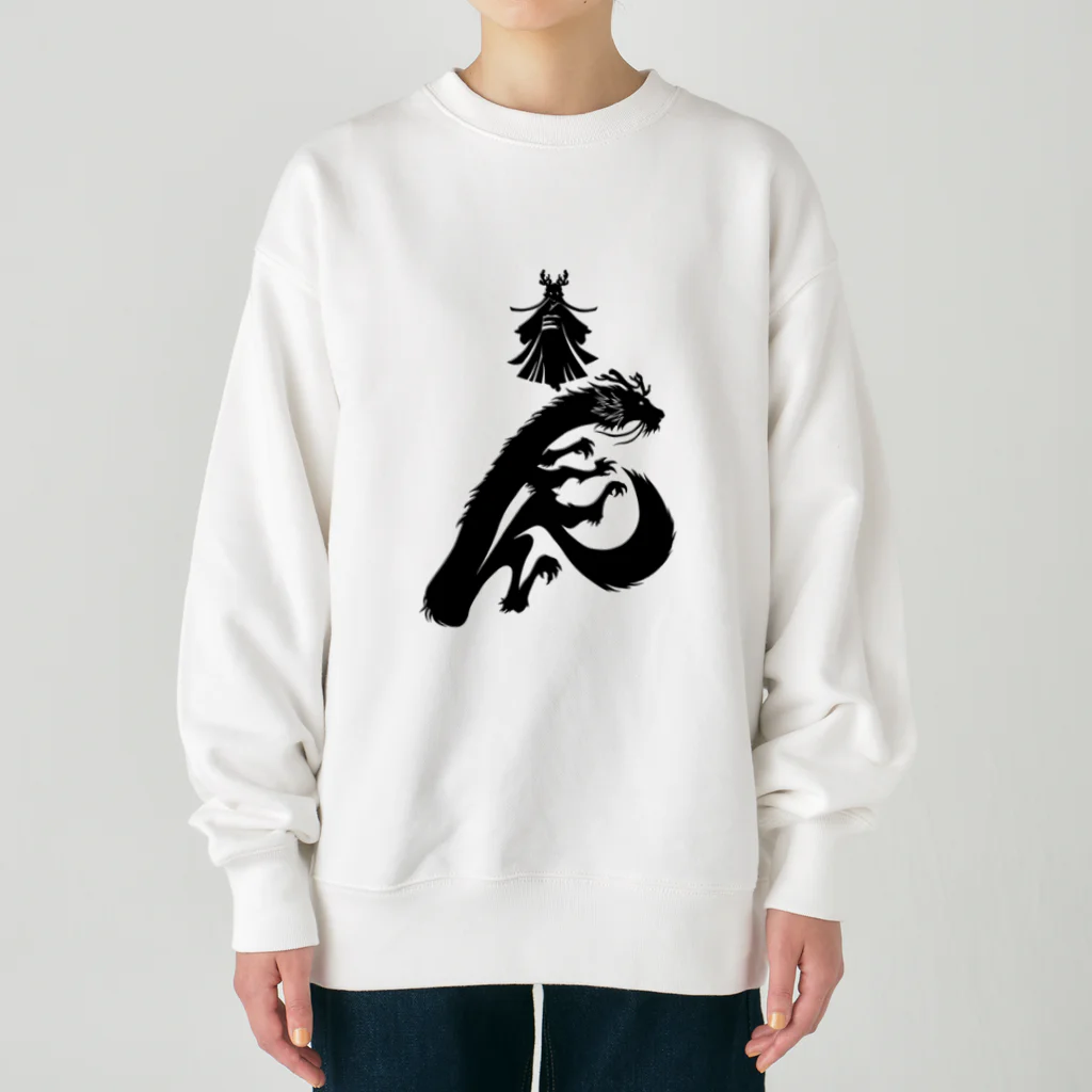 流戸家の製作所の辰年辰姫ブラック Heavyweight Crew Neck Sweatshirt