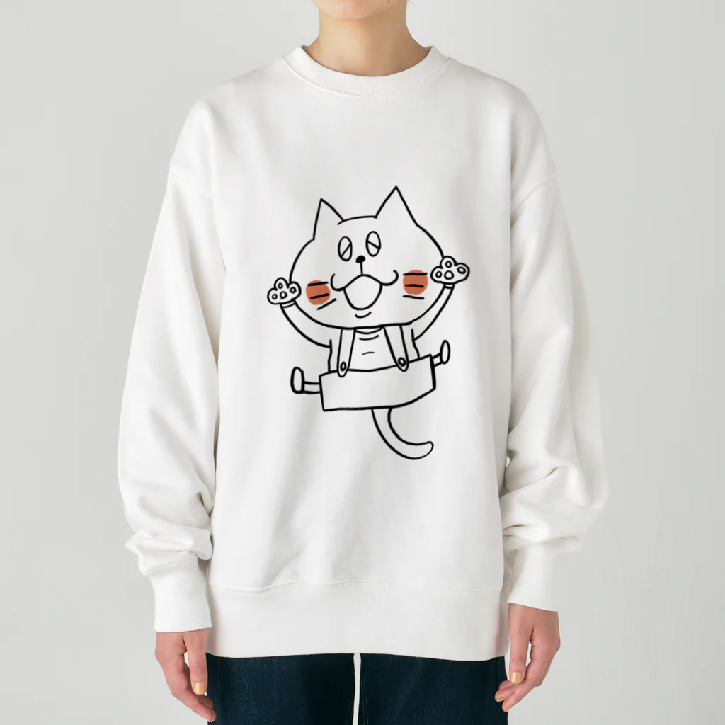 猫沢商店の猫のボン太グッズ（黒線） Heavyweight Crew Neck Sweatshirt