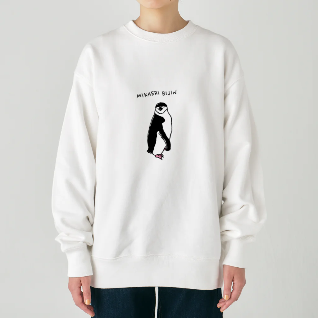 enekoのお部屋の見返り美人ペンギン Heavyweight Crew Neck Sweatshirt