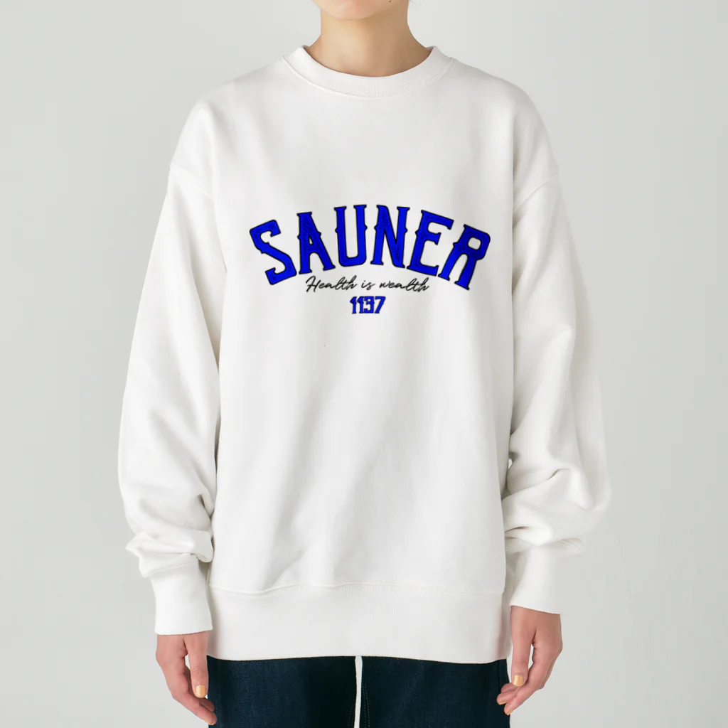 Super Sauna StyleのSAUNER1137 Blue Heavyweight Crew Neck Sweatshirt