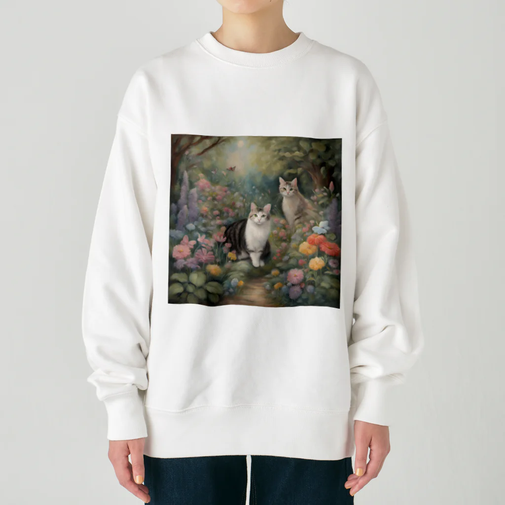 夜のねこの猫の楽園 Heavyweight Crew Neck Sweatshirt