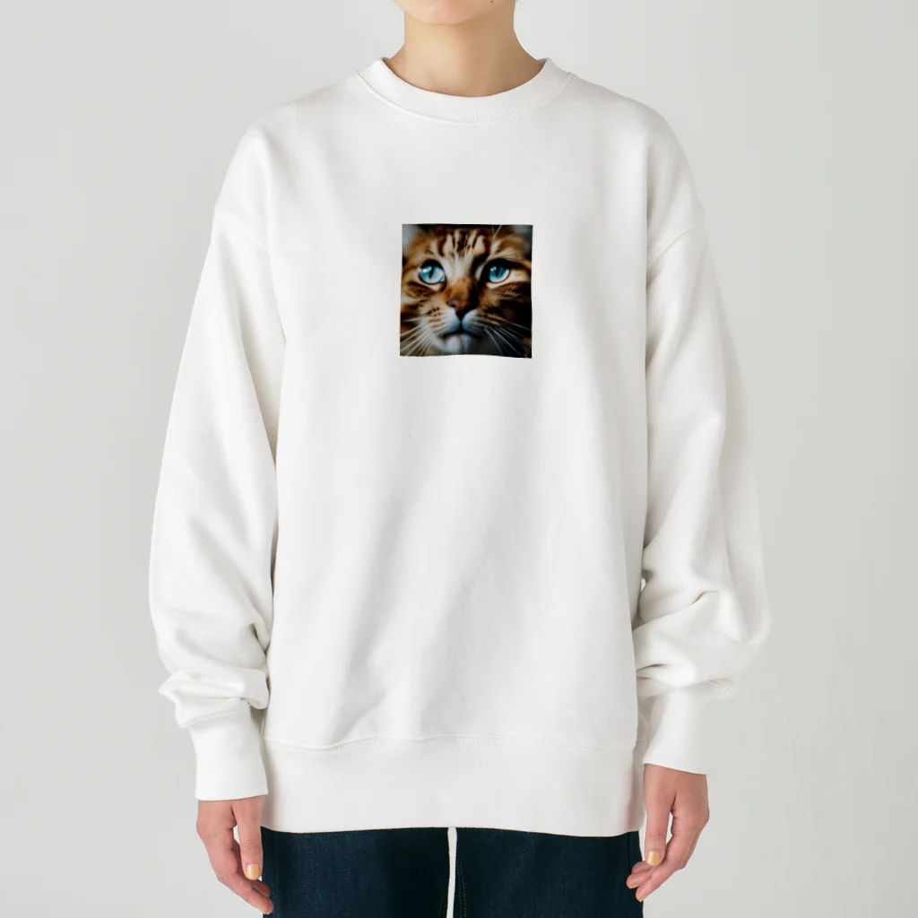 しんの考え事している猫 Heavyweight Crew Neck Sweatshirt