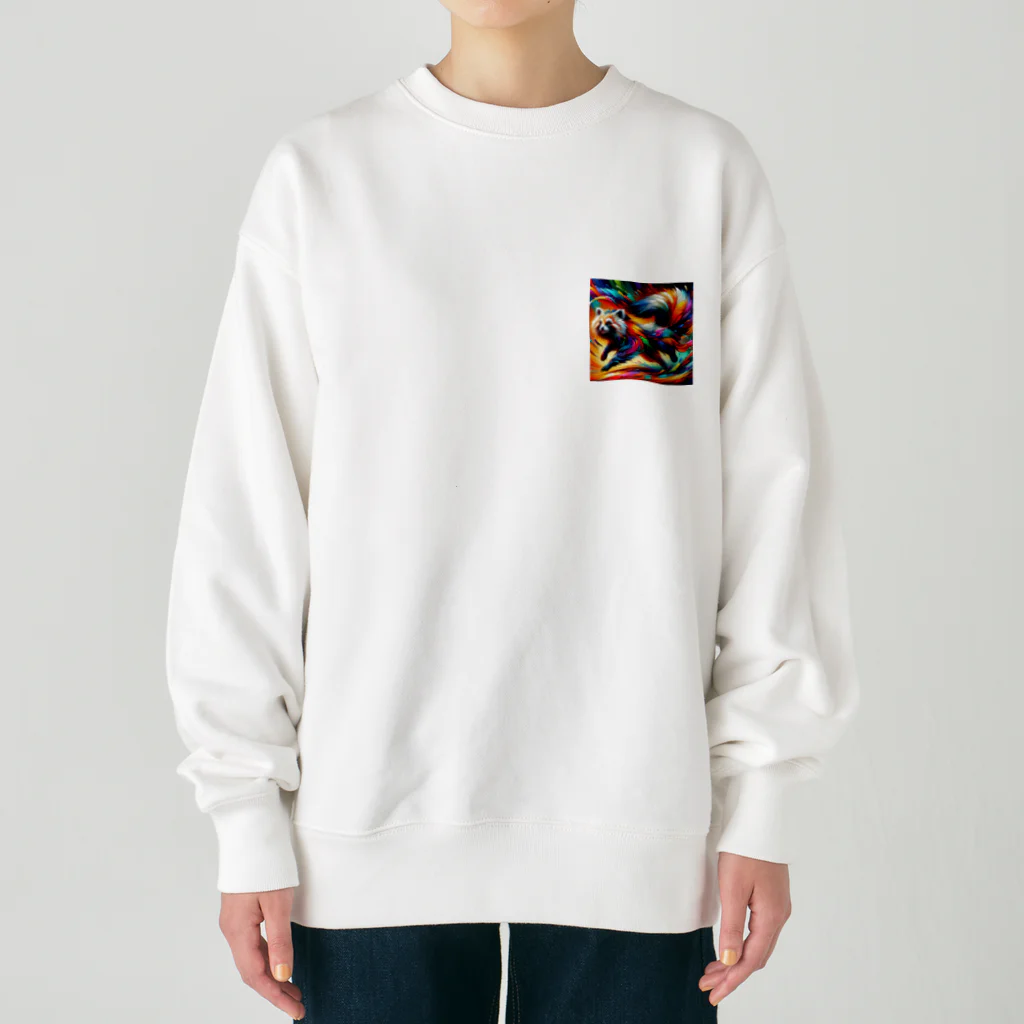 Friendly Faunaの躍動するたぬき Heavyweight Crew Neck Sweatshirt