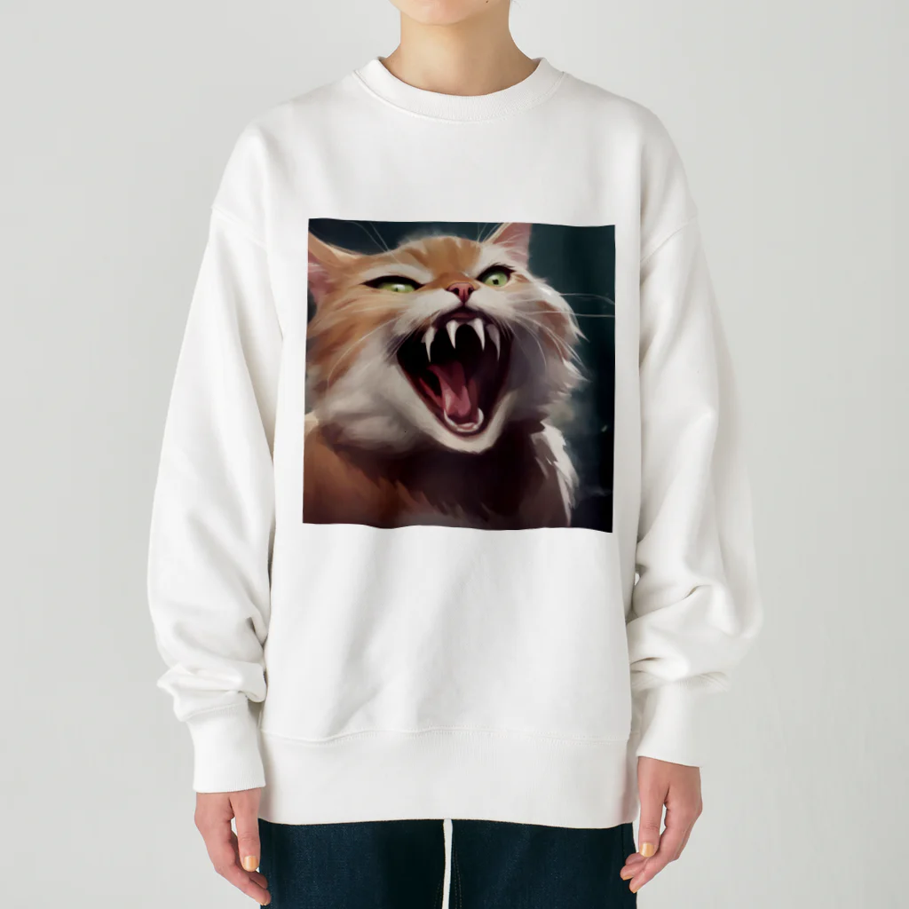 oekakishopのシャーッする猫 Heavyweight Crew Neck Sweatshirt