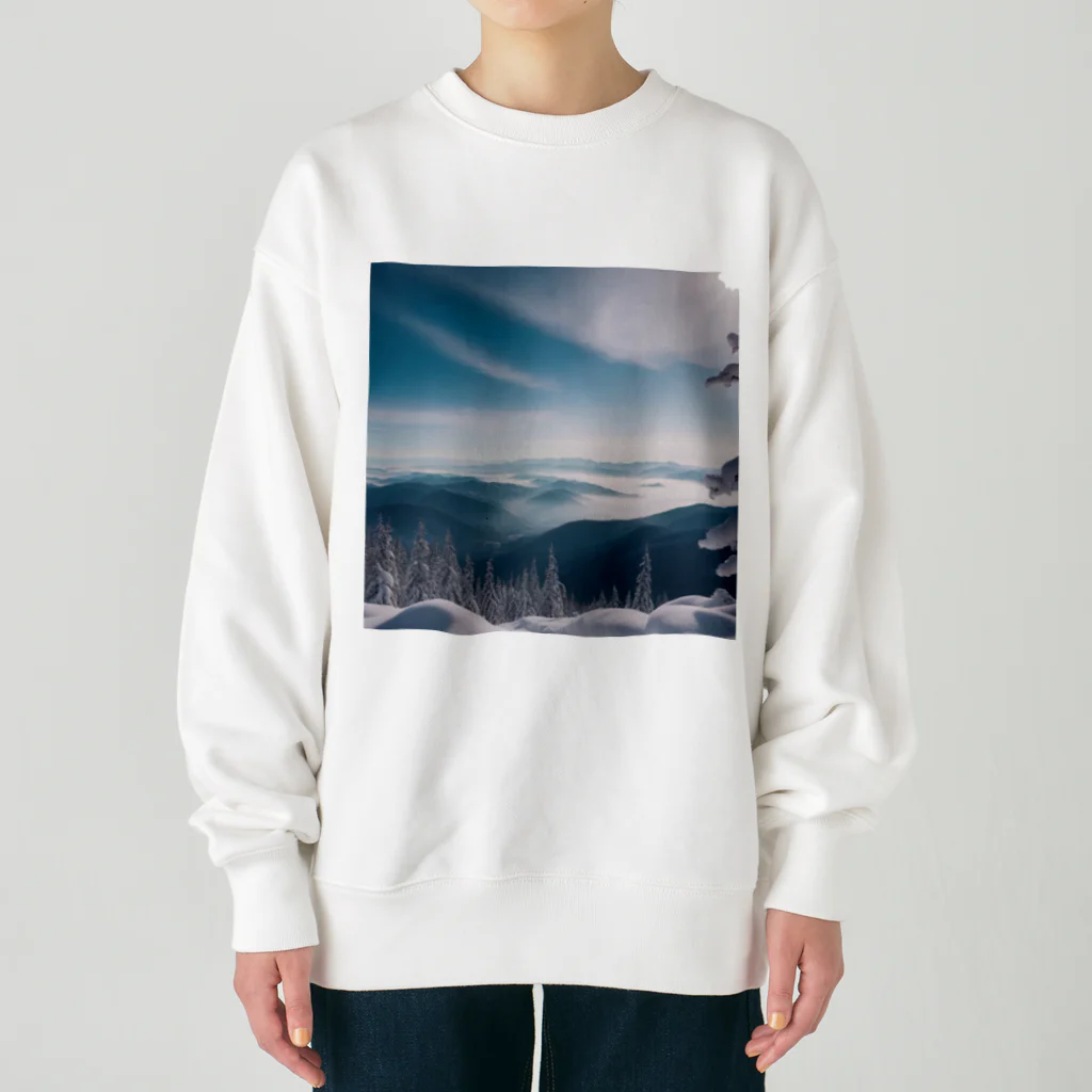 awawoの青空と山の風景 Heavyweight Crew Neck Sweatshirt