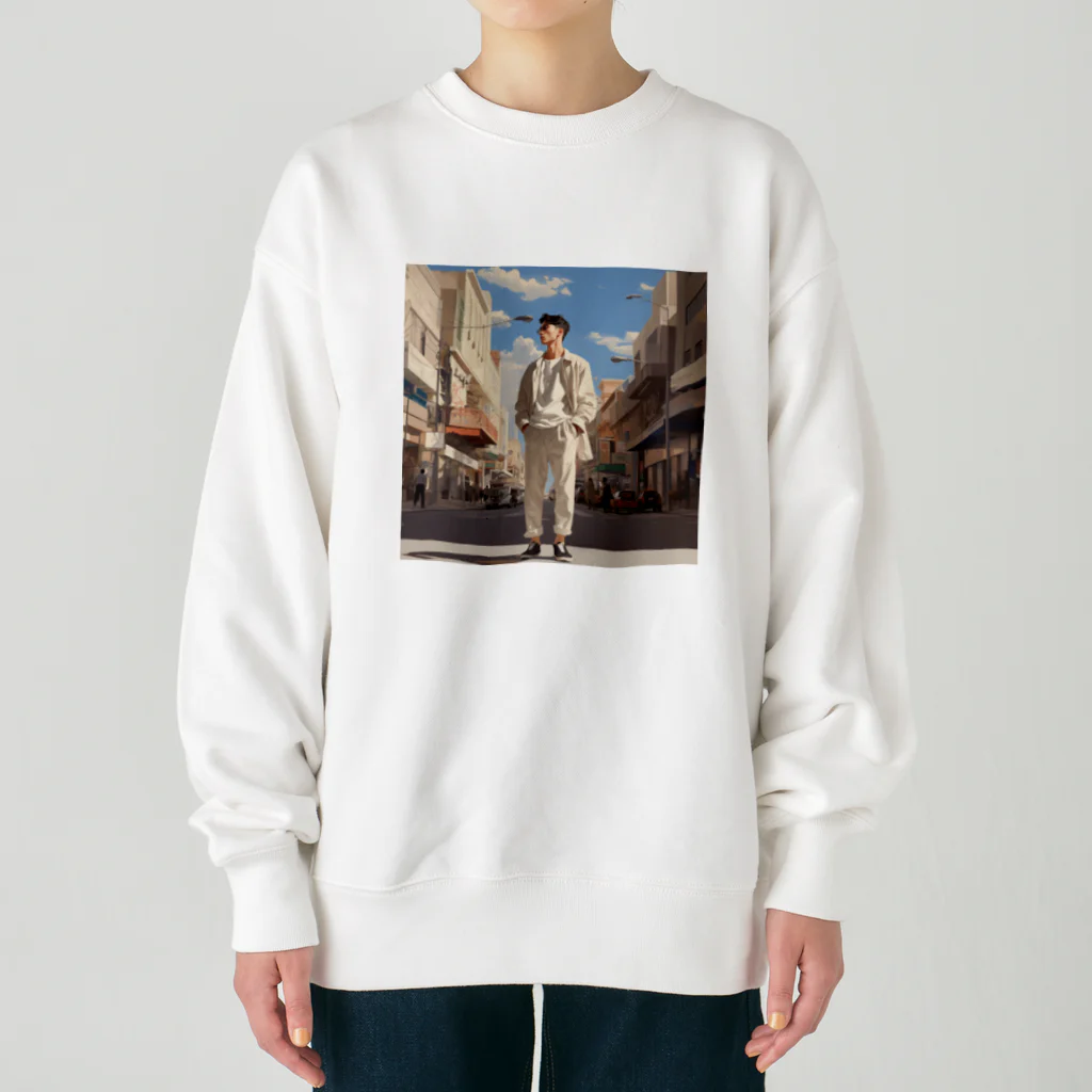 霧咲@AIイラストのAIイケメン1 Heavyweight Crew Neck Sweatshirt