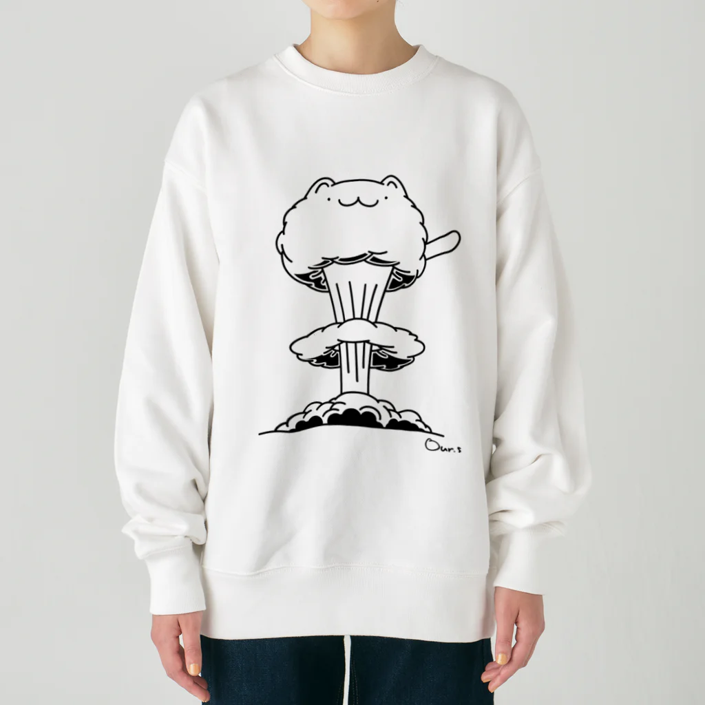 Our.s SUZURI店のにゃんと爆発 Heavyweight Crew Neck Sweatshirt