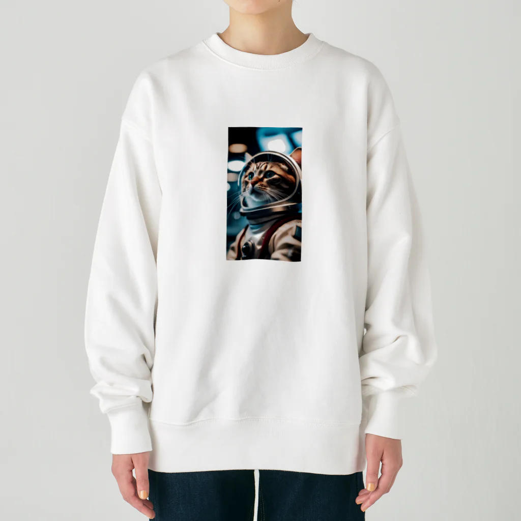 hekikiの旅立つ宇宙猫 Heavyweight Crew Neck Sweatshirt