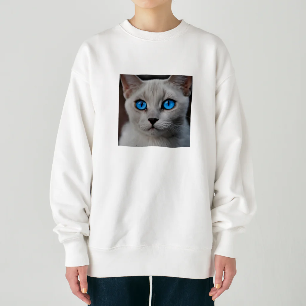 ソラトラの青目の猫 Heavyweight Crew Neck Sweatshirt