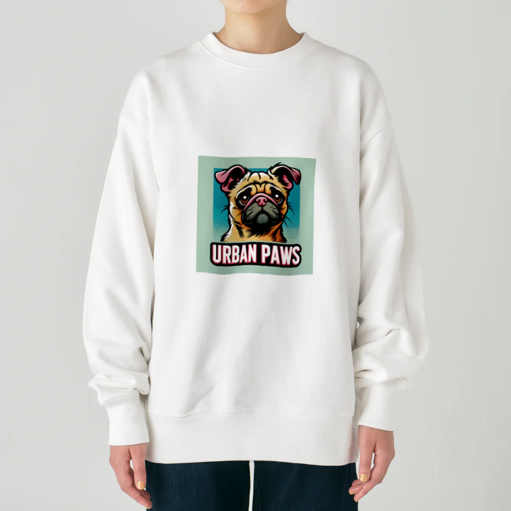 Urban pawsの情けない顔のパグチワワ「Urban paws」 Heavyweight Crew Neck Sweatshirt